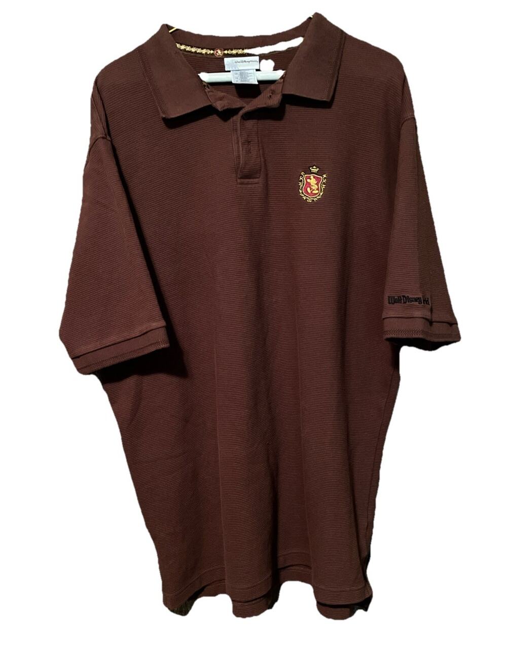 Walt Disney World Brown Polo Golf Shirt Mens Large XL Logo Short Sleeve Classic